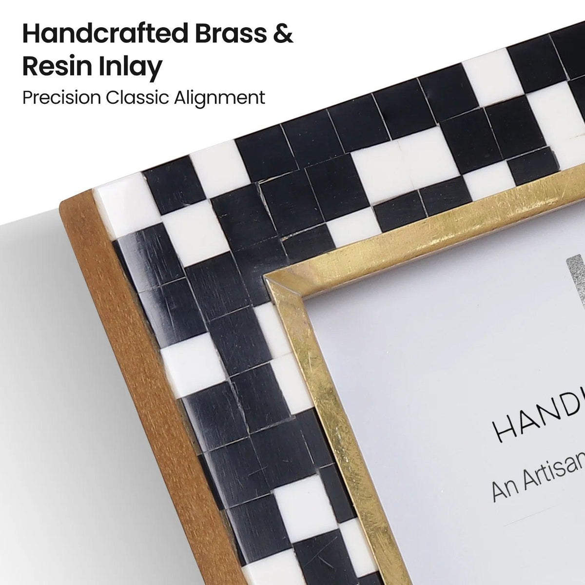 4x6 Picture Frame B&W Handcrafted Resin Inlay | Halo Mosaic