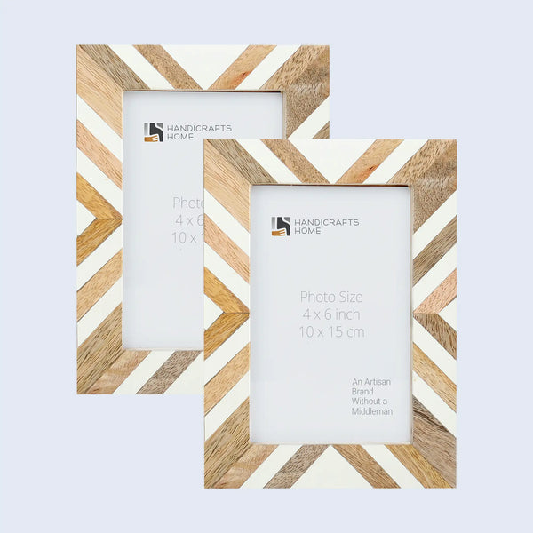Picture Frames Marquet Chevron Pattern Resin Inlay Collection in 8 Sizes, Pack of 2
