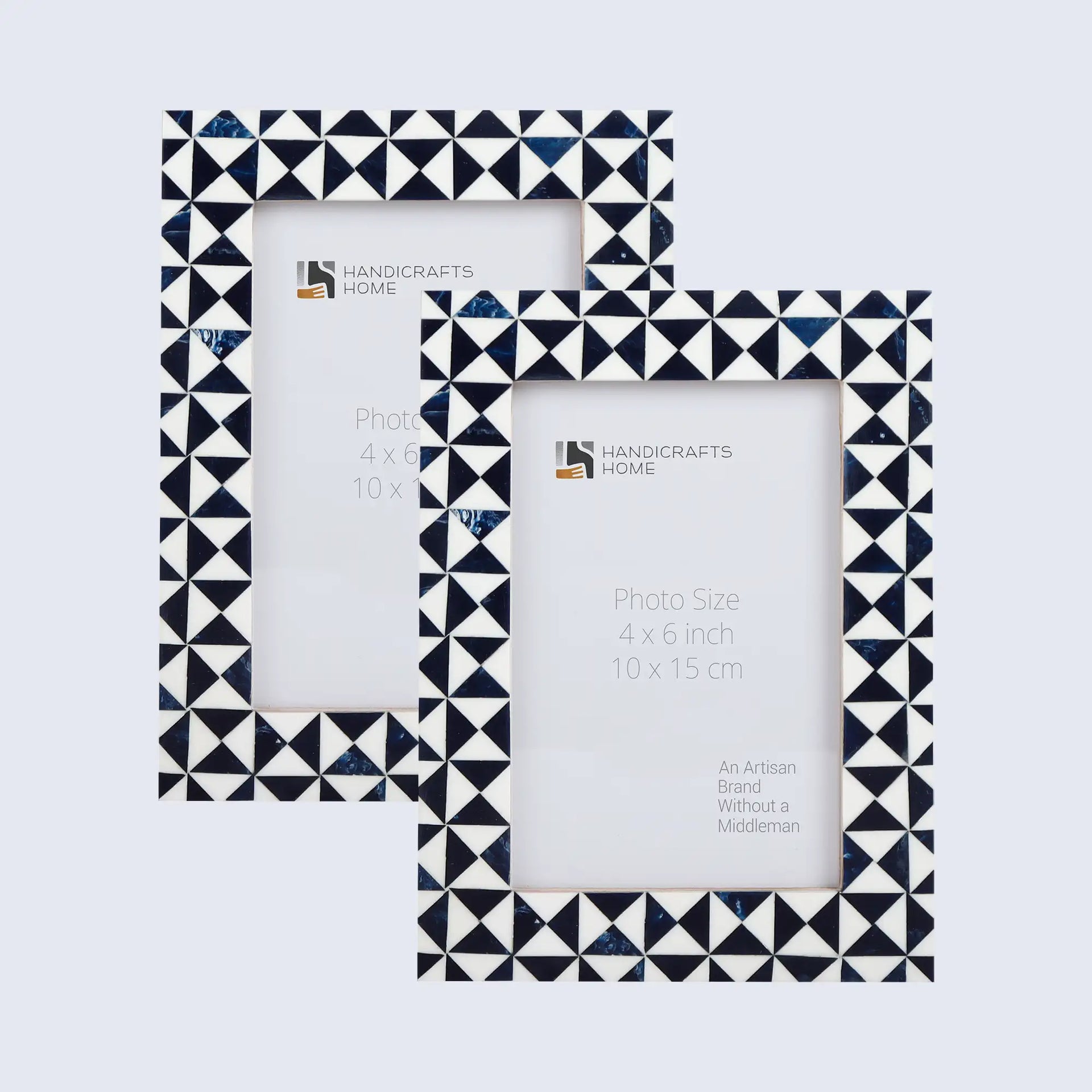 Picture Frames Marquet Indigo Pattern Resin Inlay Collection in 8 Sizes, Pack of 2