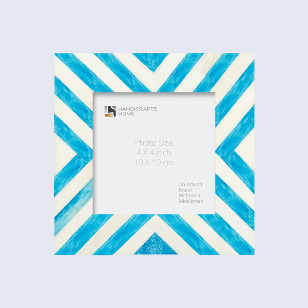 Picture Frames Chevron Pattern Bone Inlay Collection in 2 Sizes, Turquoise