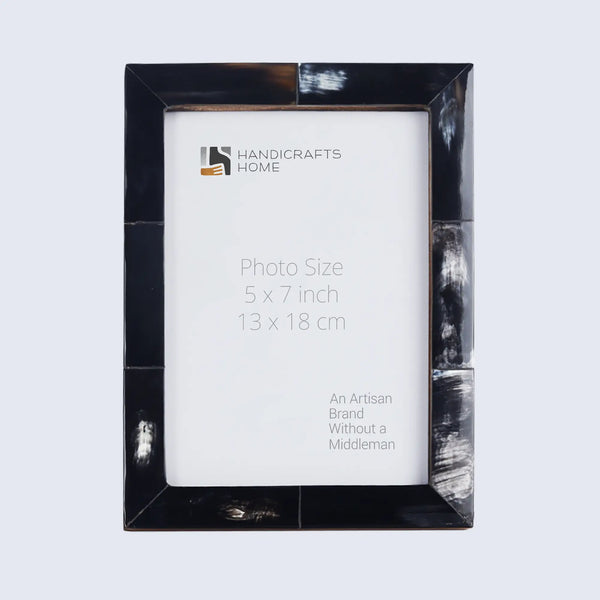 Picture Frames Essence Pattern Horn Inlay Collection in 3 Sizes, Black