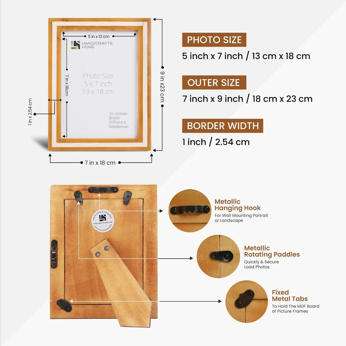 Picture Frame Avant Amber Collection Resin Inlay Orange & White – 4x6, 5x7 & 8x10