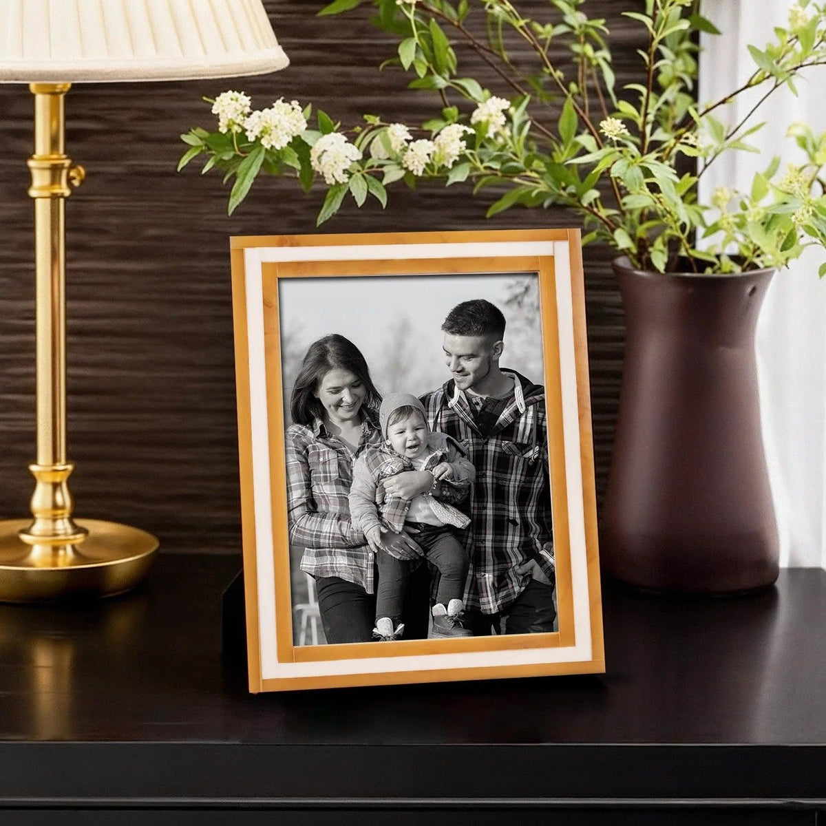 Picture Frame Avant Amber Collection Resin Inlay Orange & White – 4x6, 5x7 & 8x10
