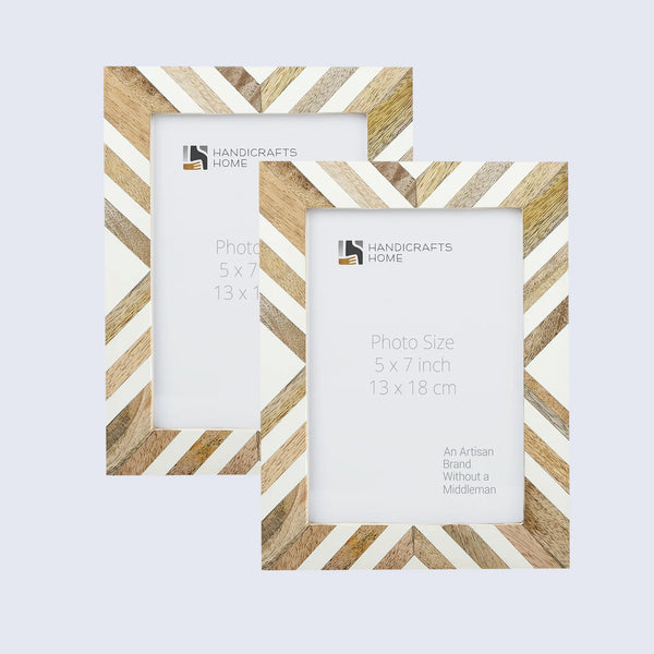 Picture Frames Marquet Chevron Pattern Resin Inlay Collection in 8 Sizes, Pack of 2