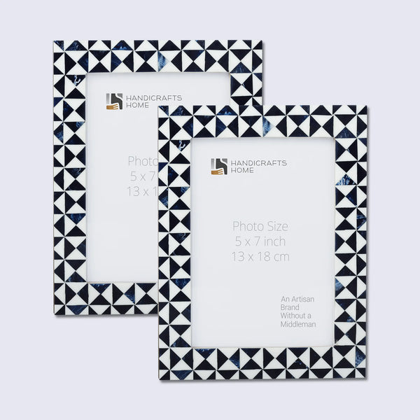 Picture Frames Marquet Indigo Pattern Resin Inlay Collection in 8 Sizes, Pack of 2