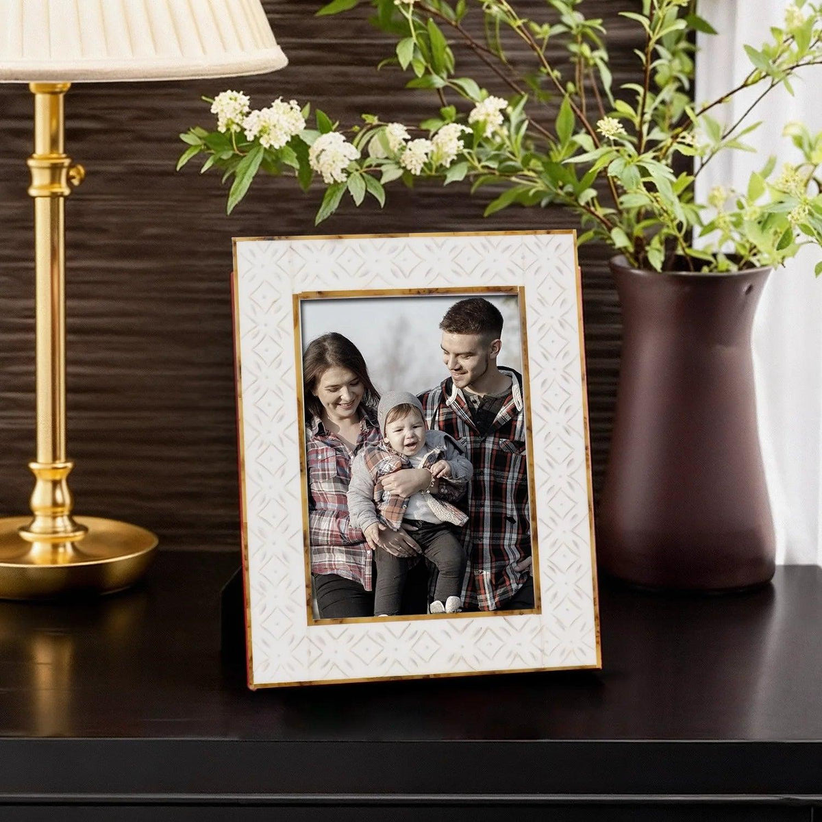 Rhythm Cycles Picture Frame White Resin Inlay 4x6 5x7 8x10