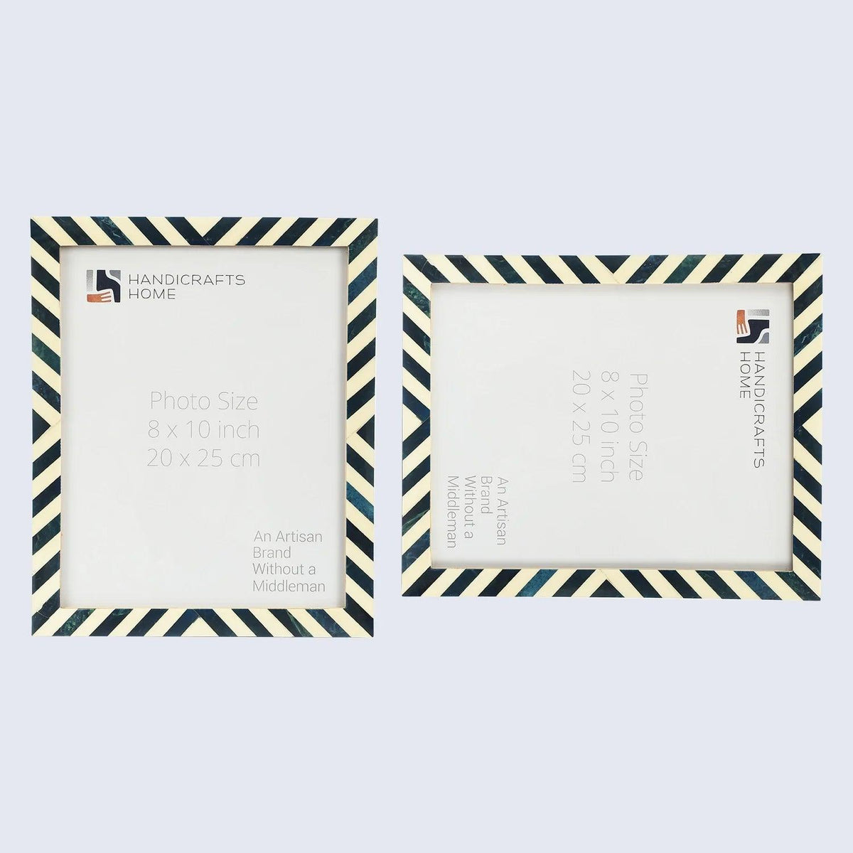 Candy Cane Blueberry Resin Inlay Picture Frame, Blue - White, 3 Sizes (Set of 2)