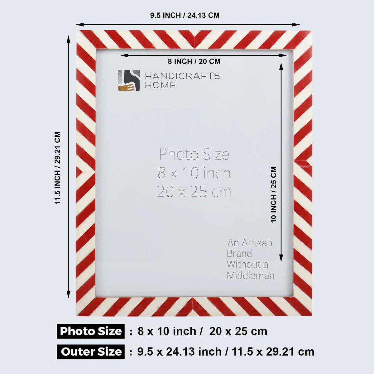 Candy Cane Strawberry Resin Inlay Picture Frame, Red - White, 3 Sizes (Set of 2)