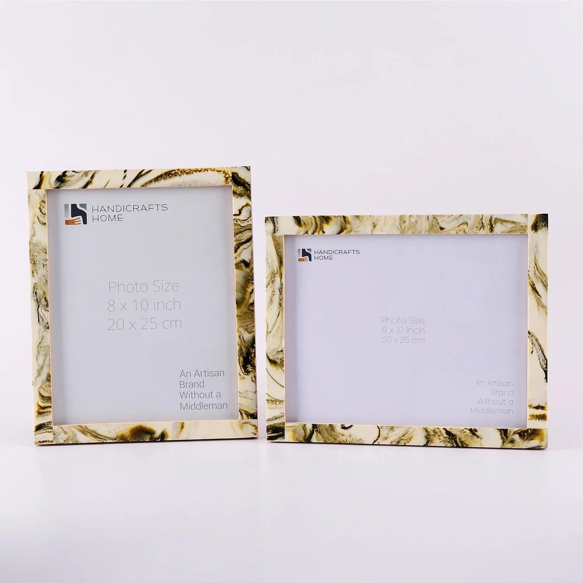 Picture Frame Deco Marble Collection Resin & Brass Inlay Classic Marble Finish – 3 Sizes (Pack of 2)