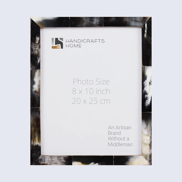 Picture Frames Essence Pattern Horn Inlay Collection in 3 Sizes, Black