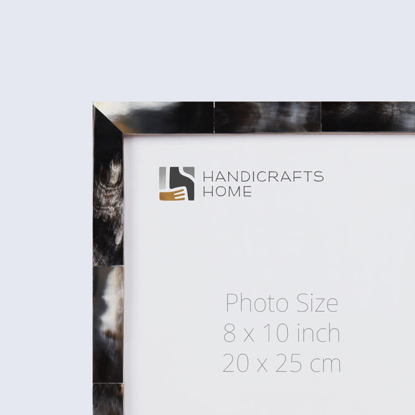 Picture Frames Essence Pattern Horn Inlay Collection in 3 Sizes, Black