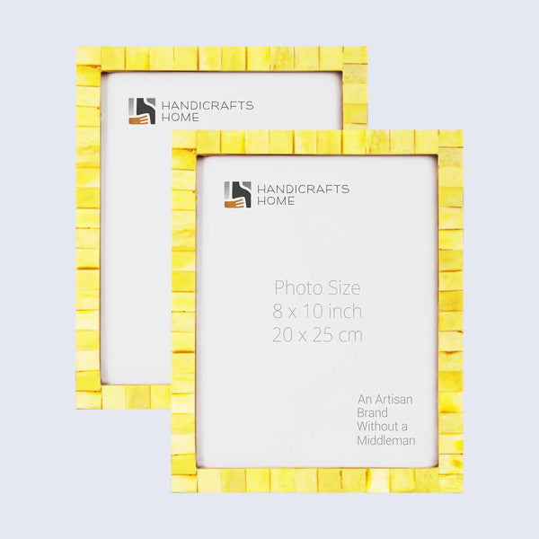 Picture Frames Classic Pattern Bone Inlay Collection in 3 Sizes, Pack of 2 - Yellow