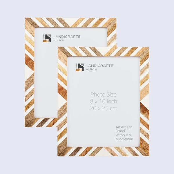 Picture Frames Marquet Chevron Pattern Resin Inlay Collection in 8 Sizes, Pack of 2