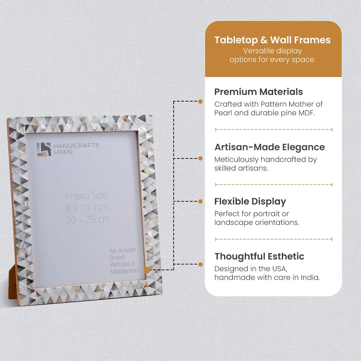Picture Frames Pearlescent Abyss Collection Mother of Pearl White 3 Sizes
