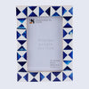 Picture Frame Indigo Pattern Collection Bone Resin Inlay Blue White 4x6 - Indigo-White