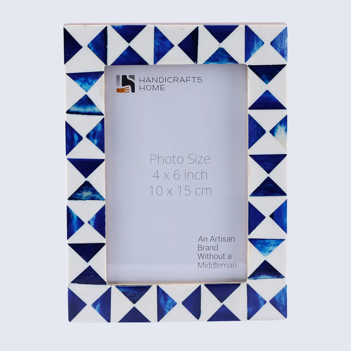 Picture Frame Indigo Pattern Collection Bone Resin Inlay Blue White 4x6