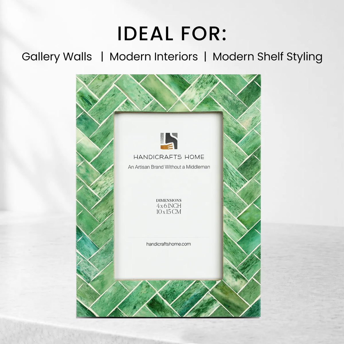 Green Bone Inlay Picture Frame | Leaf Collection | 4x6