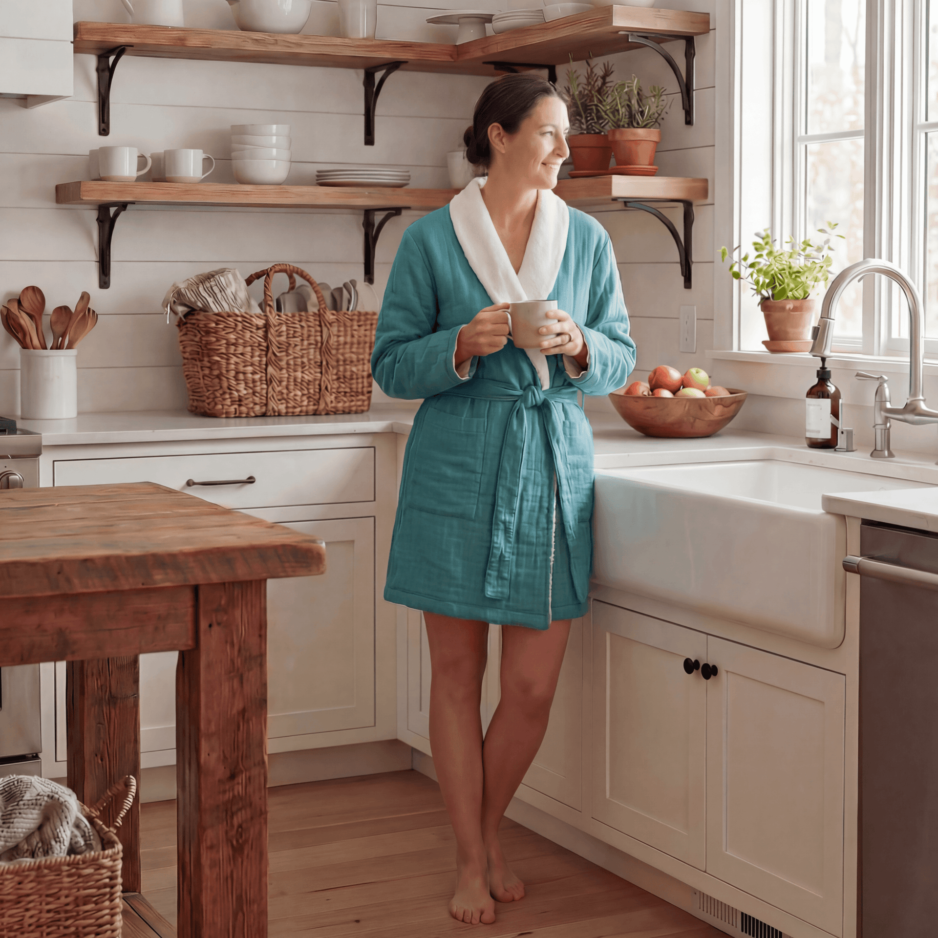 Soluna – Double-Side Muslin/Terry Shawl Robe