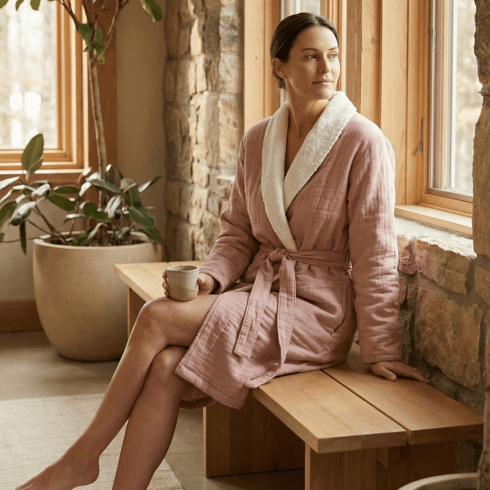 Soluna – Double-Side Muslin/Terry Shawl Robe