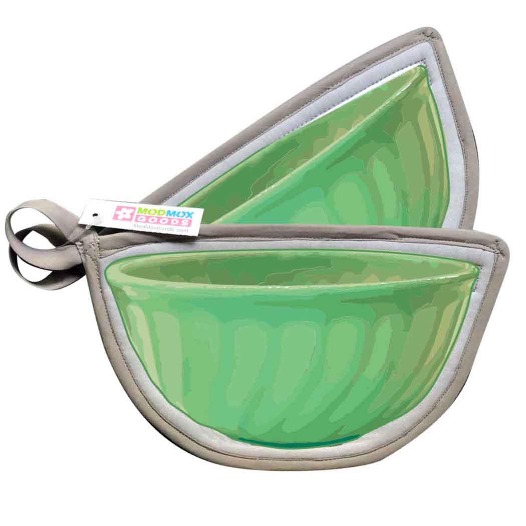 2 Potholders - POT HOLDERS Vintage JADEITE SWIRL BOWLS pair Bespoke copyrighted bowl shaped potholders