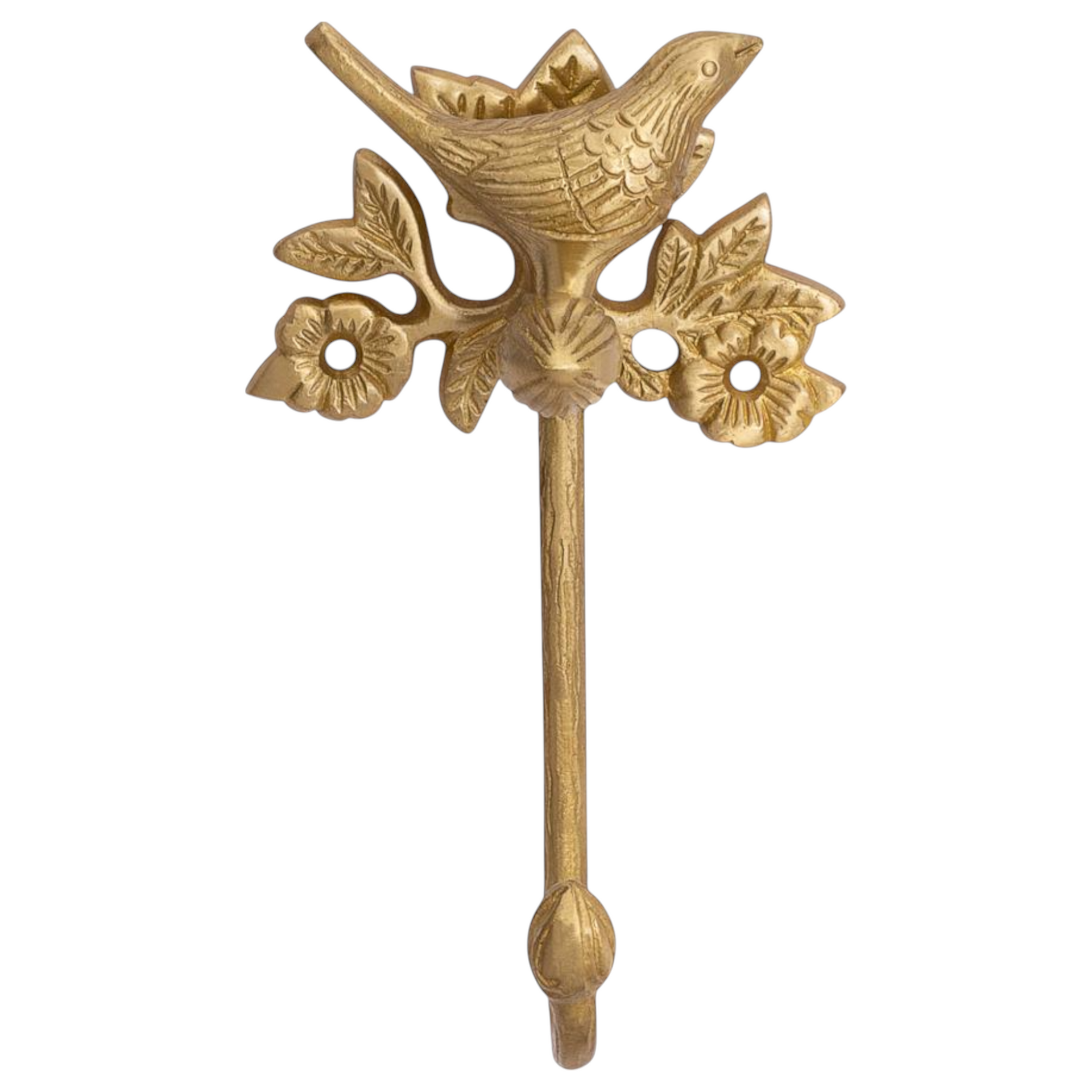 Brass Bird Hook - Brushed/Satin Finish