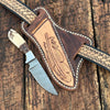 Damascus Skinner Knife with Handtooled Sheath & Belt