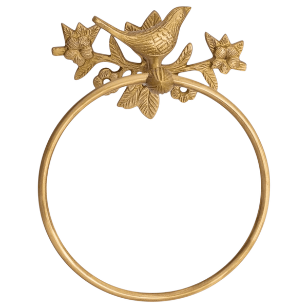 Brass Bird Towel Ring - Brushed/Satin Finish