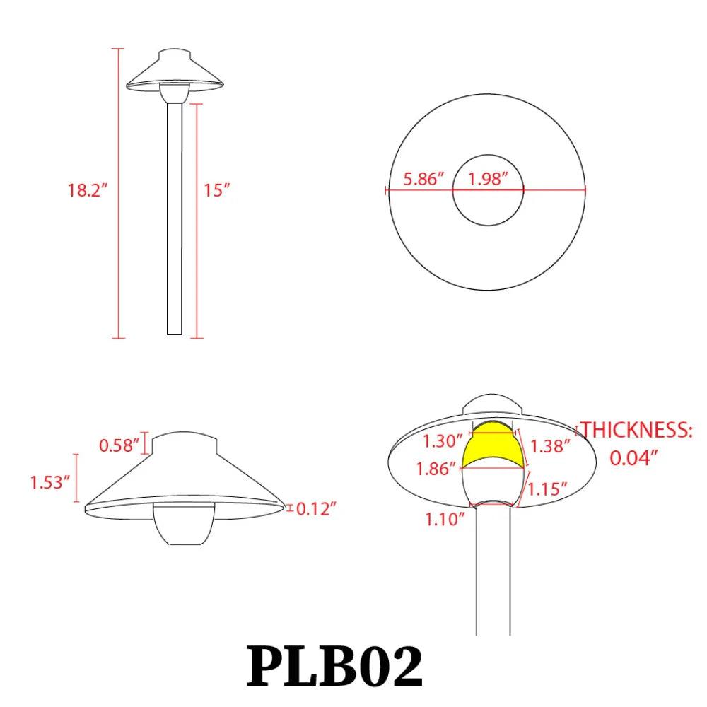 PLB02 Clear Lens Outdoor Garden Pathway Light | 12V Low Voltage Brass Path Light