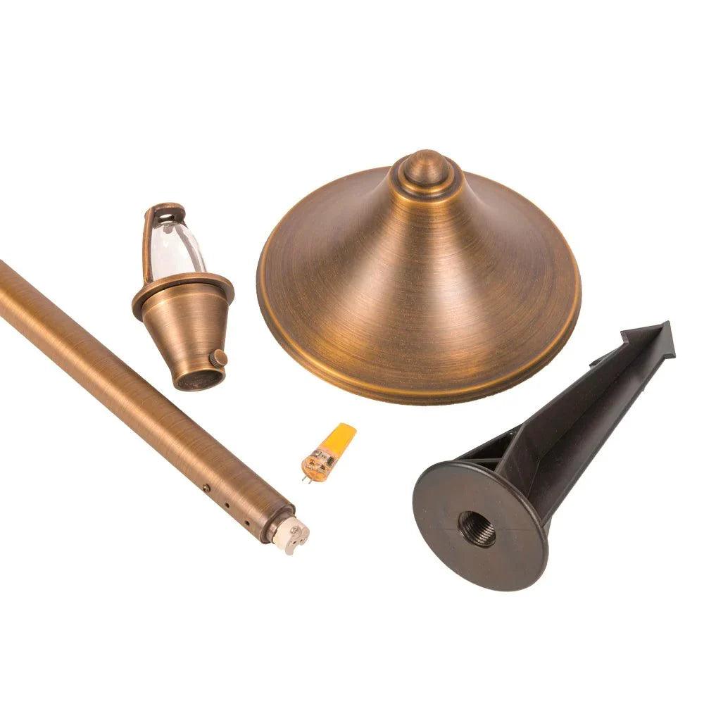 PLB09 Brass LED Cone Lamp Ready 12V Low Voltage Pathway Outdoor Landscape Lighting Fixture G4 Socket
