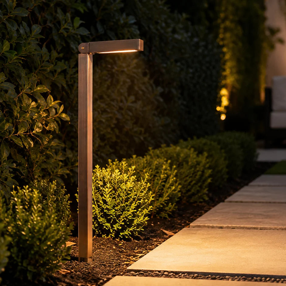 PLB14 Adjustable Integrated 3W 3000K Warm White LED Brass L-Shaped 12V Low Voltage Pathway Light