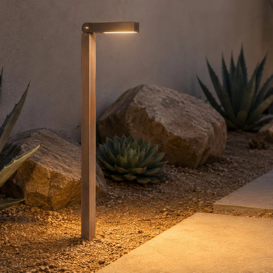 PLB14 Adjustable Integrated 3W 3000K Warm White LED Brass L-Shaped 12V Low Voltage Pathway Light