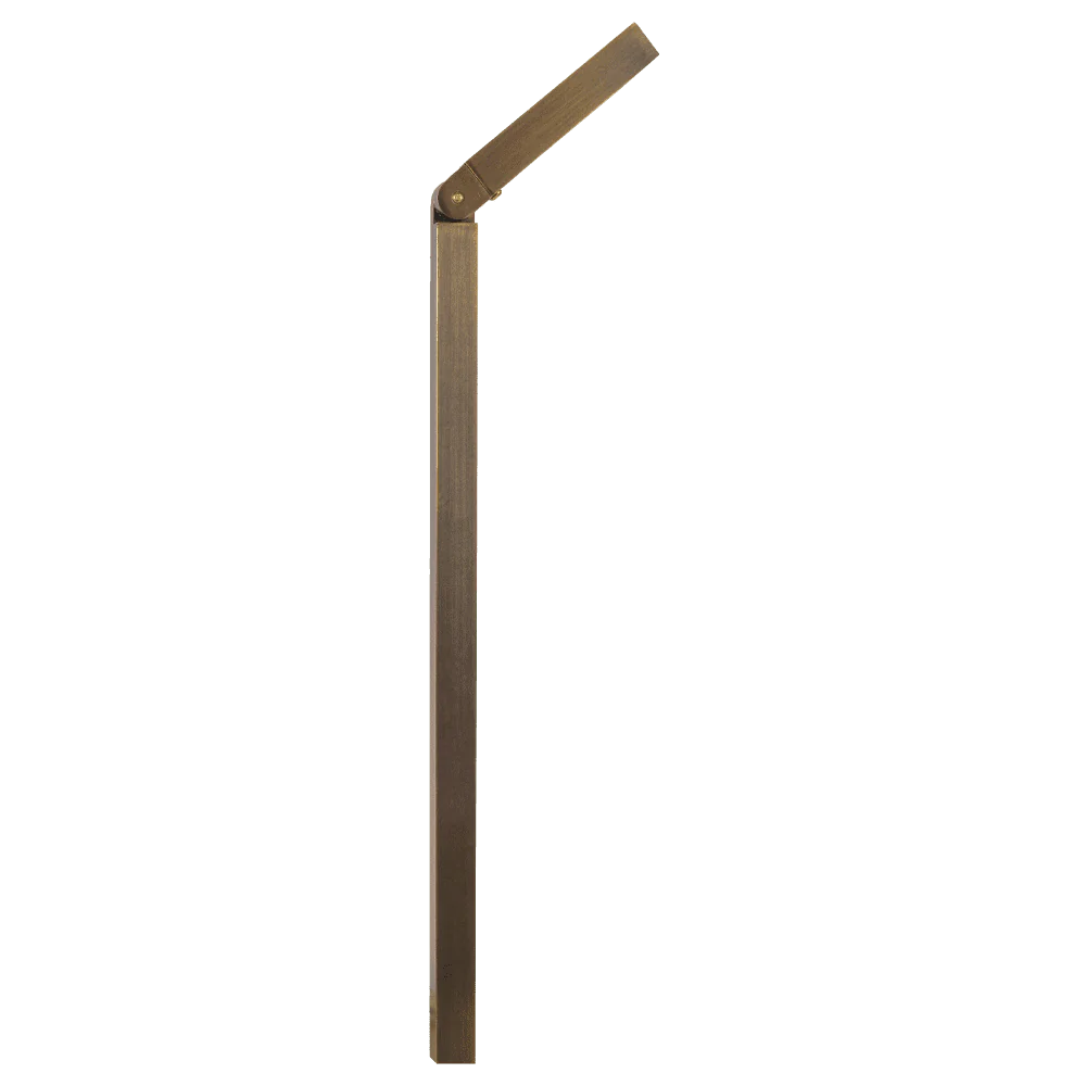 PLB14 Adjustable Integrated 3W 3000K Warm White LED Brass L-Shaped 12V Low Voltage Pathway Light