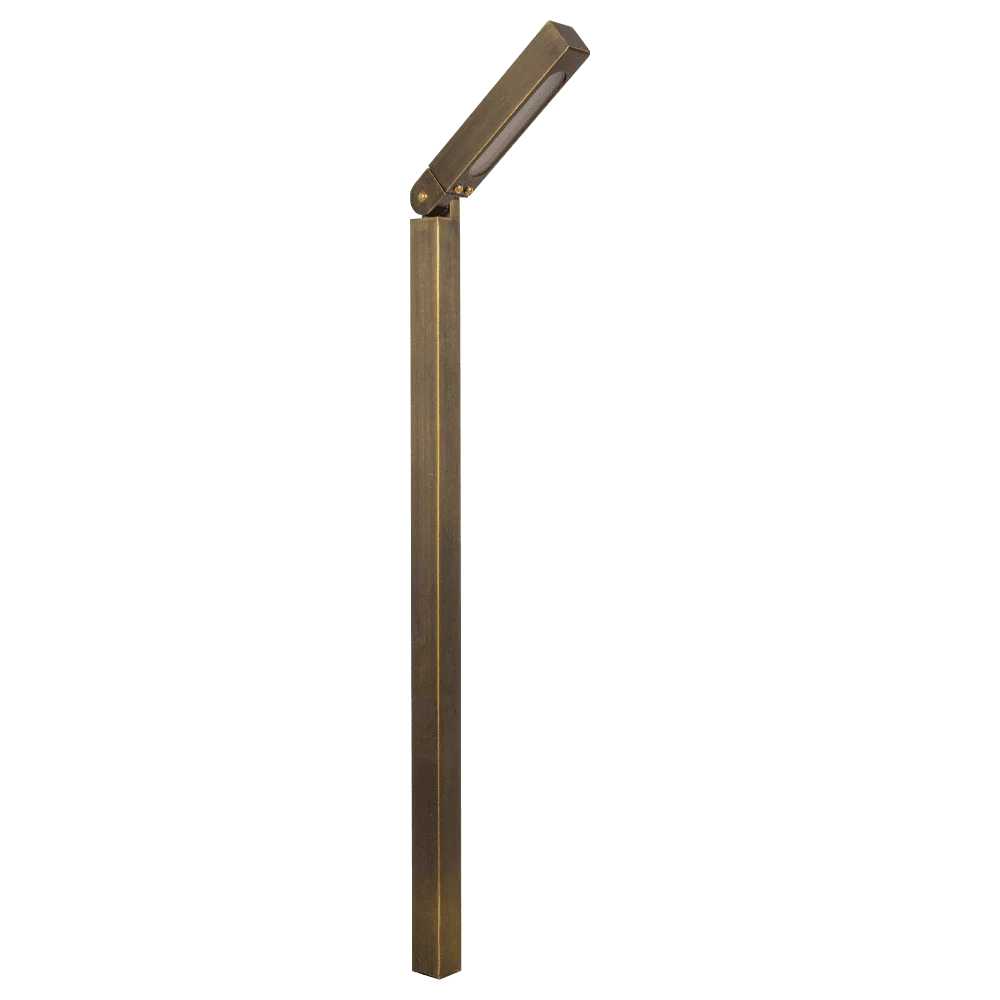 PLB14 Adjustable Integrated 3W 3000K Warm White LED Brass L-Shaped 12V Low Voltage Pathway Light