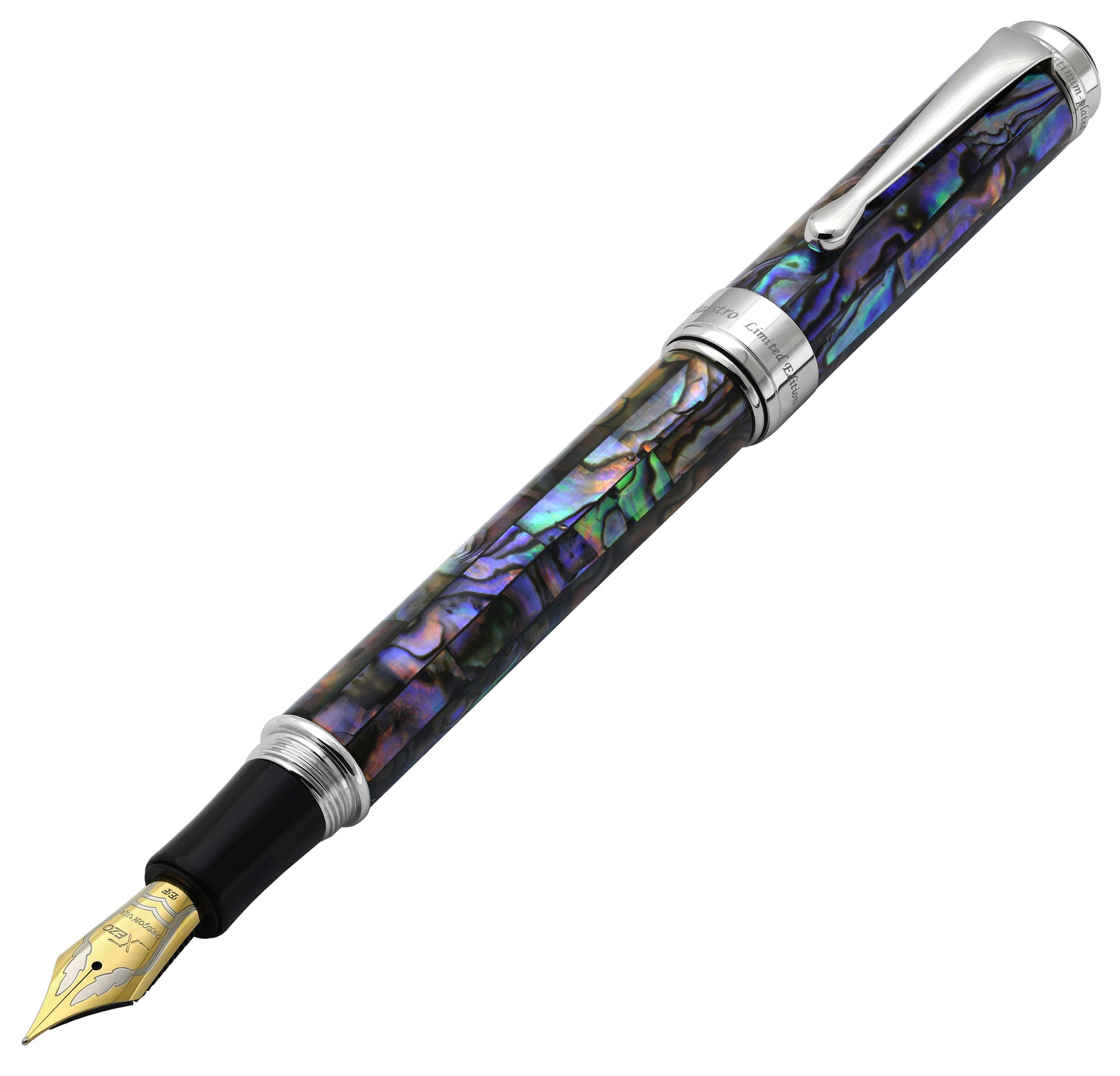 Xezo Maestro® Paua Abalone Sea Shell Fountain Pen (Extra Fine Nib)
