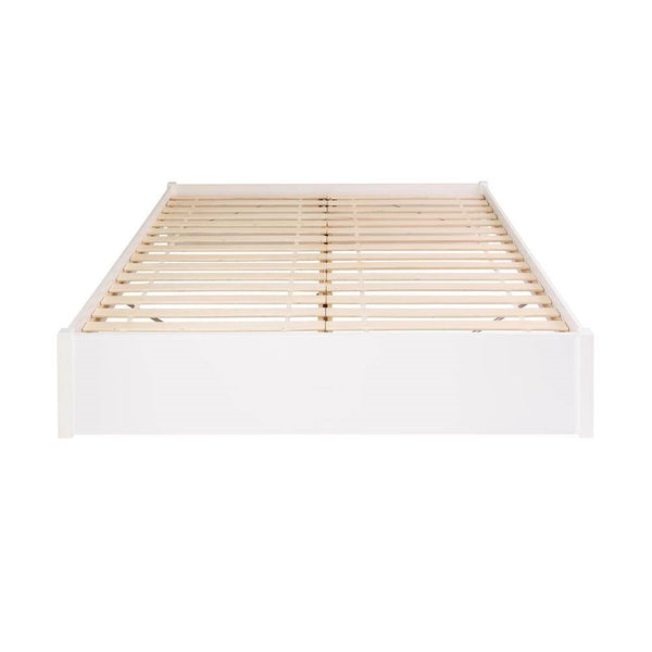 King Size White Wooden 4 Post Platform Bed Frame