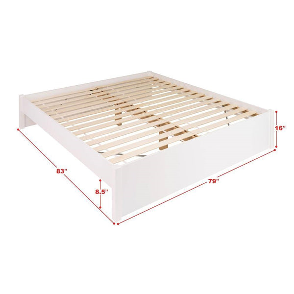 King Size White Wooden 4 Post Platform Bed Frame