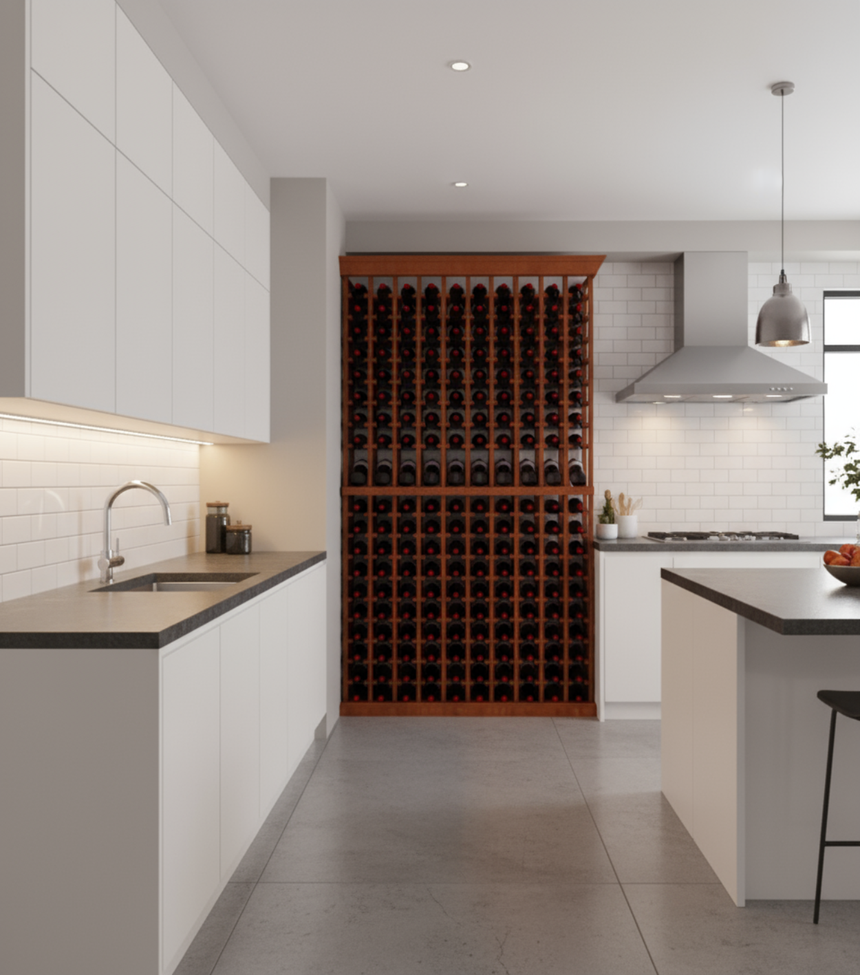 Multi Column Wine Racking System Customizable Bottle Storage with Presentation Row Display Holds 190 Bottles