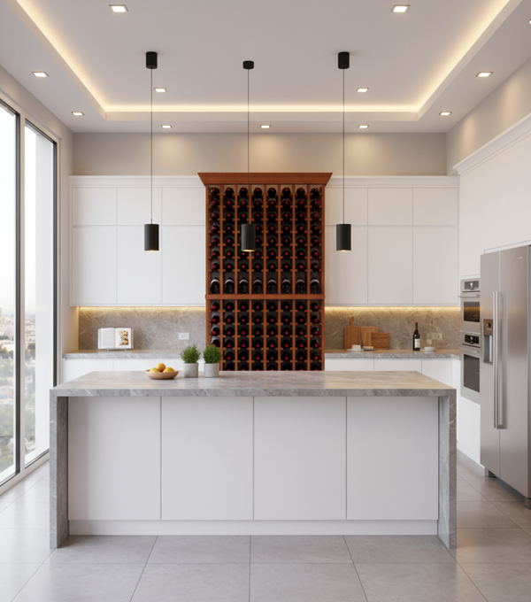 Multi Column Wine Racking System Customizable Bottle Storage with Presentation Row Display Holds 152 Bottles