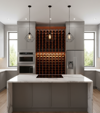 Multi Column Wine Racking System Customizable Bottle Storage with Presentation Row Display Holds 152 Bottles