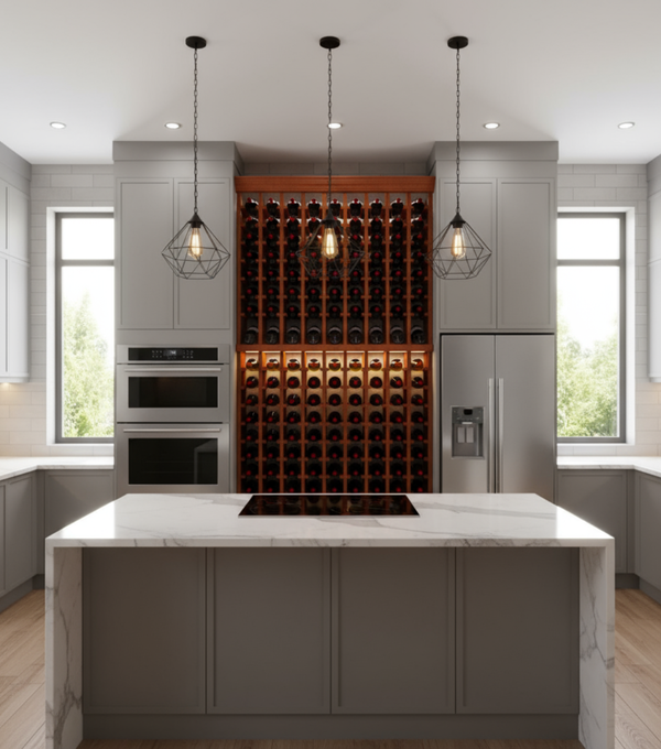 Multi Column Wine Racking System Customizable Bottle Storage with Presentation Row Display Holds 152 Bottles