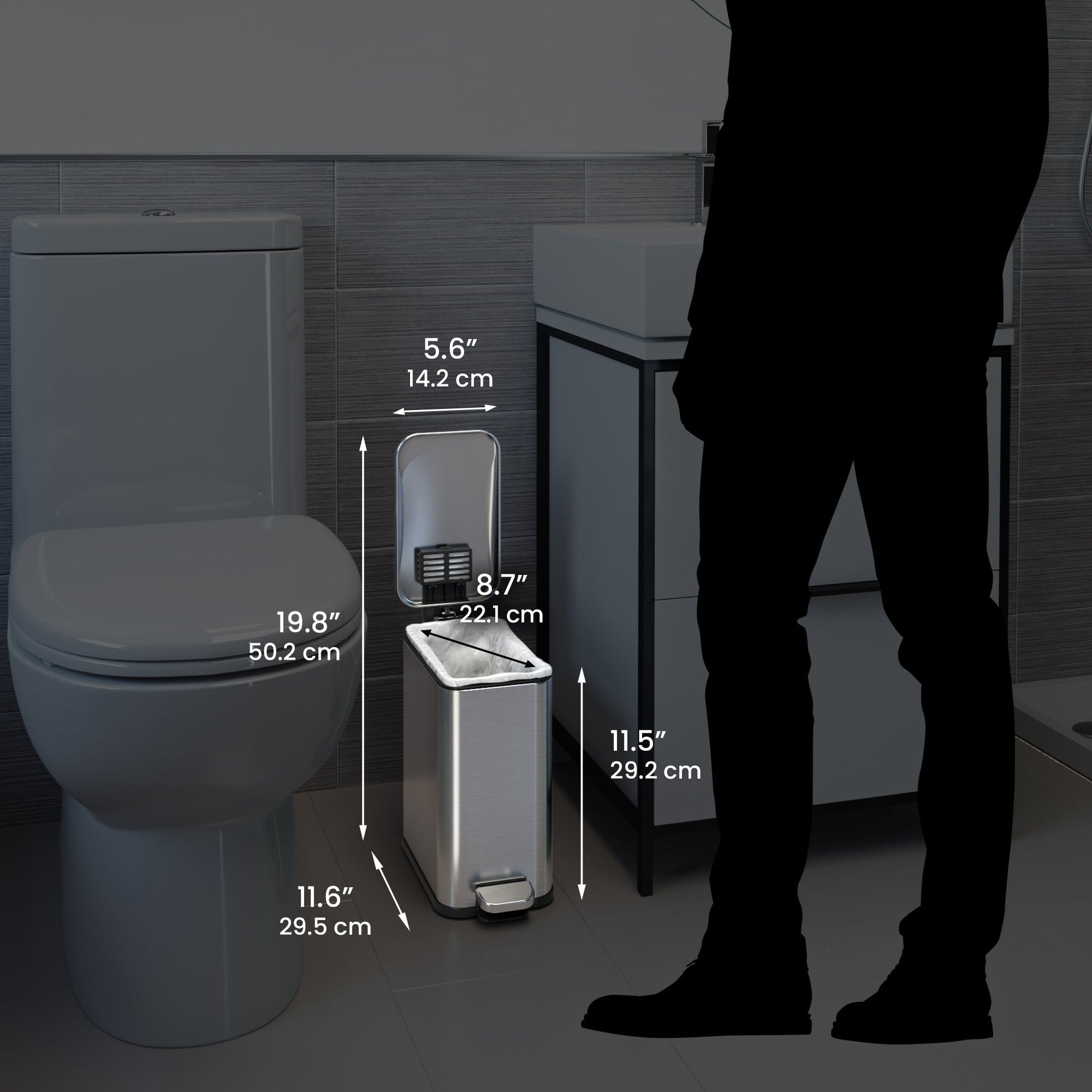 1.3 Gallon / 4.9 Liter SoftStep Slim Step Pedal Trash Can
