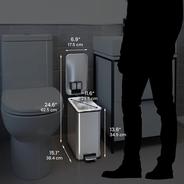 3 Gallon / 11.4 Liter SoftStep Composite Slim Step Pedal Bathroom Trash Can with AbsorbX