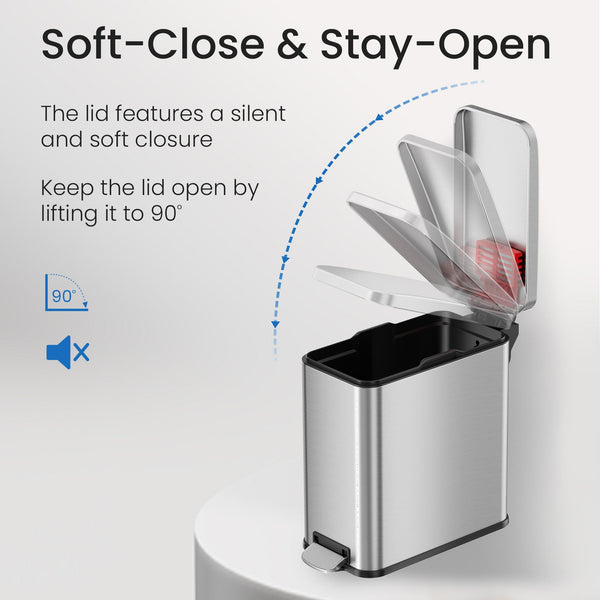 3 Gallon / 11.4 Liter SoftStep Composite Slim Step Pedal Bathroom Trash Can with AbsorbX