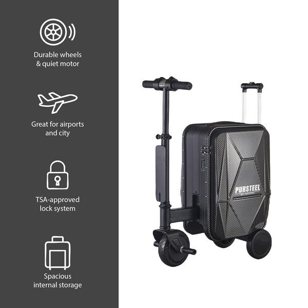 Pursteel Electric Ride-On Luggage – Smart Travel with Speed, Storage & Style