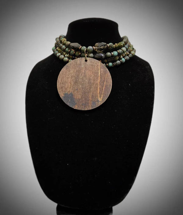 African Turquoise and Smoky Quartz Choker - Gifts for You 'n Me