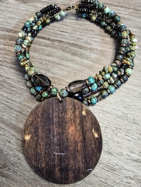 African Turquoise and Smoky Quartz Choker - Gifts for You 'n Me