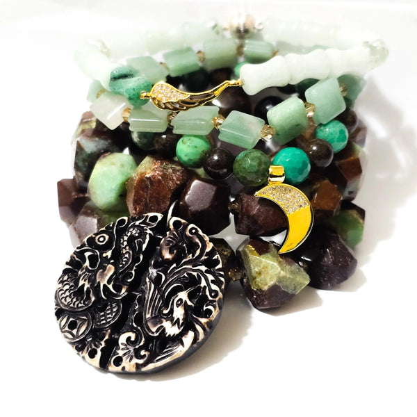 Chrysoprase and Jade Bracelet Set - Gifts for You 'n Me