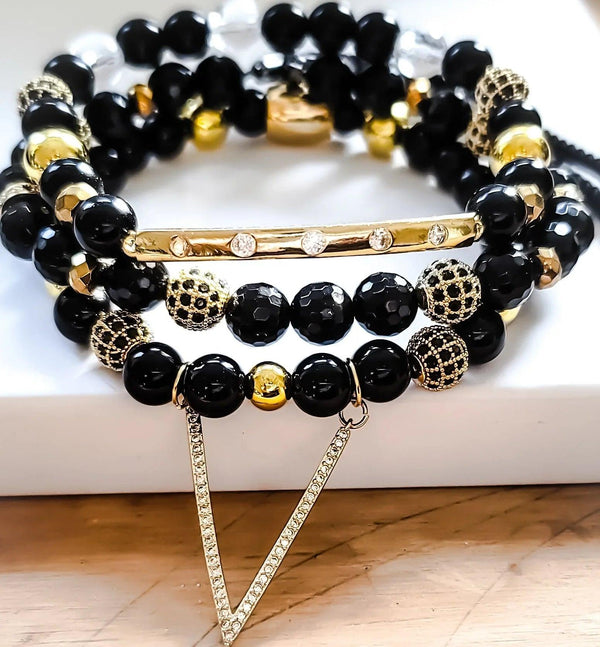 Women's Onyx and Gold Hematite Set - Gifts for You 'n Me