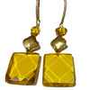 Natural Citrine and 14k Gold over  Silver Diamond Drop Earrings