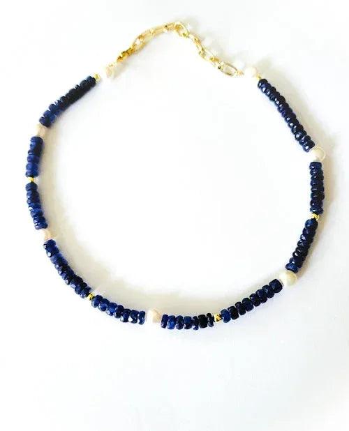 Sapphire and Freshwater Pearls Choker Necklace - Gifts for You 'n Me